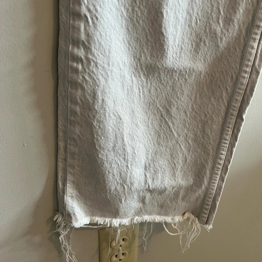ZARA gray & white tie dye Grunge Pant Raw Hem wide Leg High Rise Jean size small